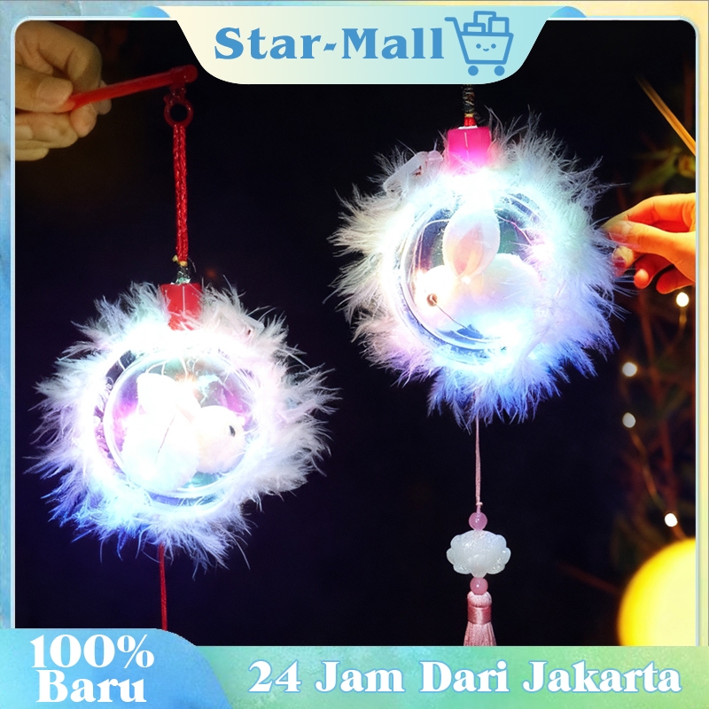 Lampion Kue Bulan Lentera Kelinci Genggam Lentera Kelinci Giok Bercahaya