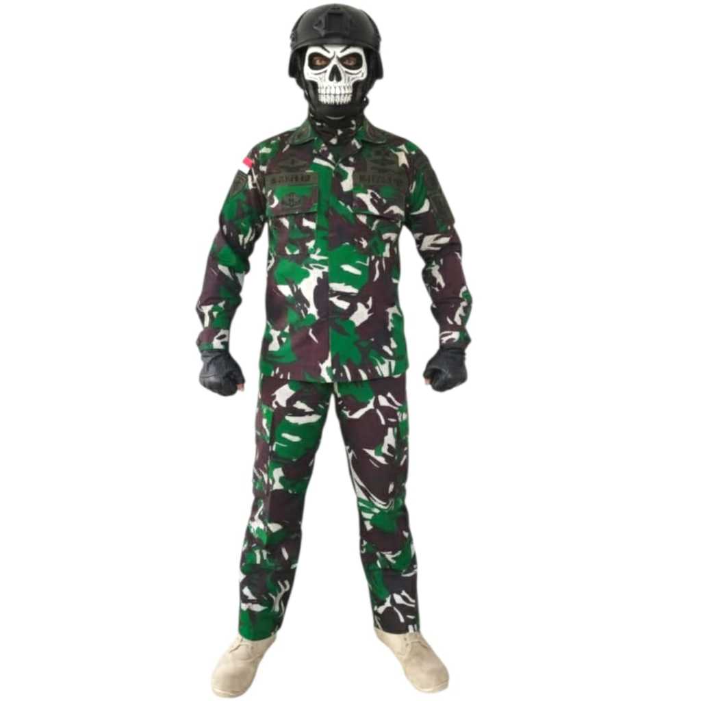 Seragam PDL TNI Loreng Malvinas Bahan Velbed Premium - Setelan Baju Celana Tentara Tactical