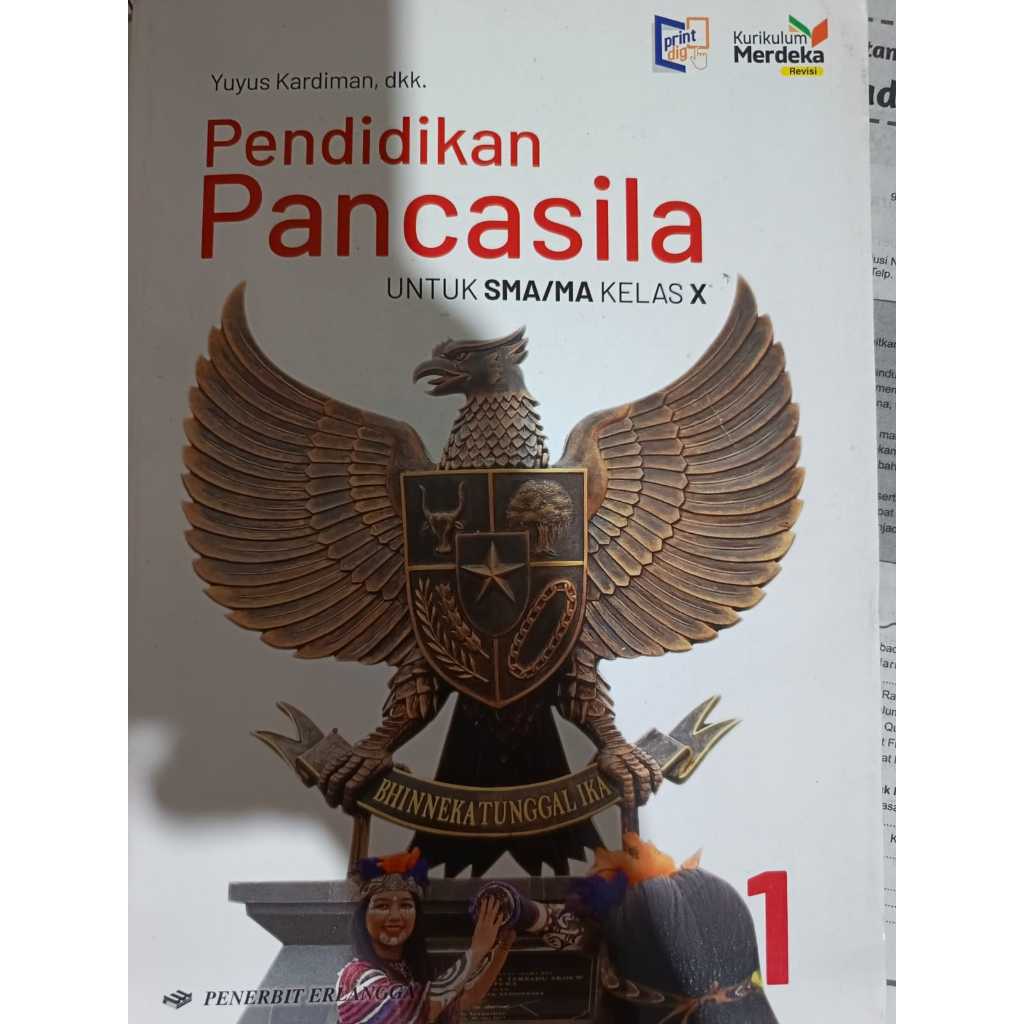 Ori Buku Pendidikan Pancasila Kelas 10 SMA Kurikulum Merdeka Penerbit ERLANGGA pkn kelas 10
