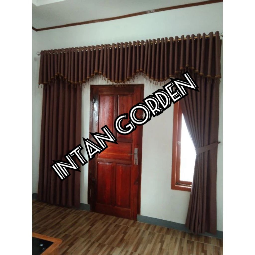 Gorden Plus Poni Lebar 3 meter Berbahan Blackout Polos Saffron / Gordeng Poni Atas pintu / Gorden Pi