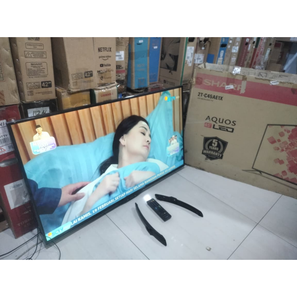 TV LED SIAP DIGITAL SHARP 45 INC 45LE280X SIAP PAKAI TANPA STB KONDISI LAYAR MERAH (1542r)