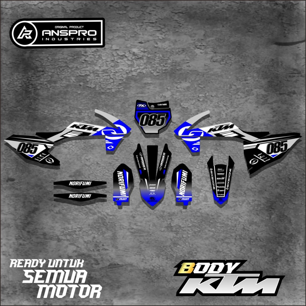 DECAL KTM 85/250 FULL BODY STIKER PELINDUNG BODY MOTOR KTM 85/250 FREE REQUEST