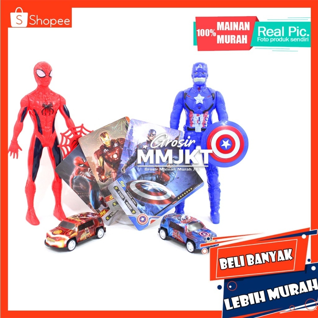 GROSIR MAINAN SUPER HERO SET AWARRIOR JM22357 MAINAN SET KOMPLIT SUPERHERO KARTU ROBOT & MOBILAN