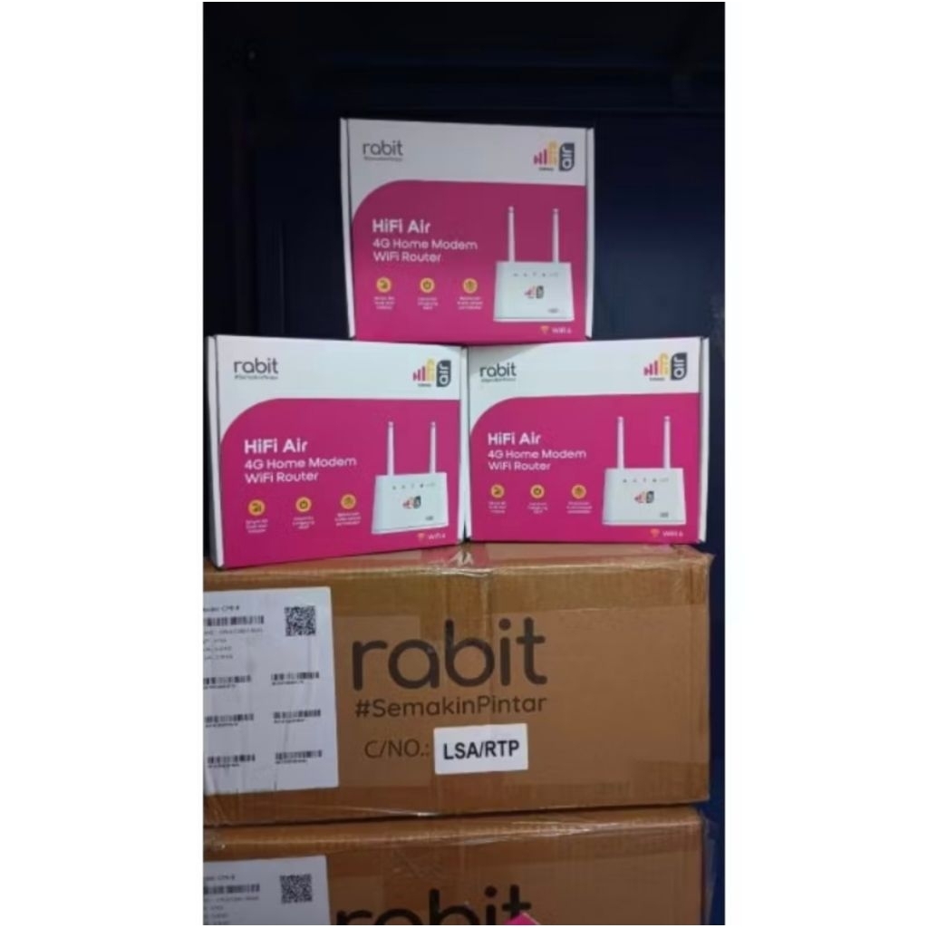 Rabit HiFi Air Home Modem WiFi Router, sebuah modem rumahan nirkabel 4G LTE Wifi 6 + Kartu hifi Tri 