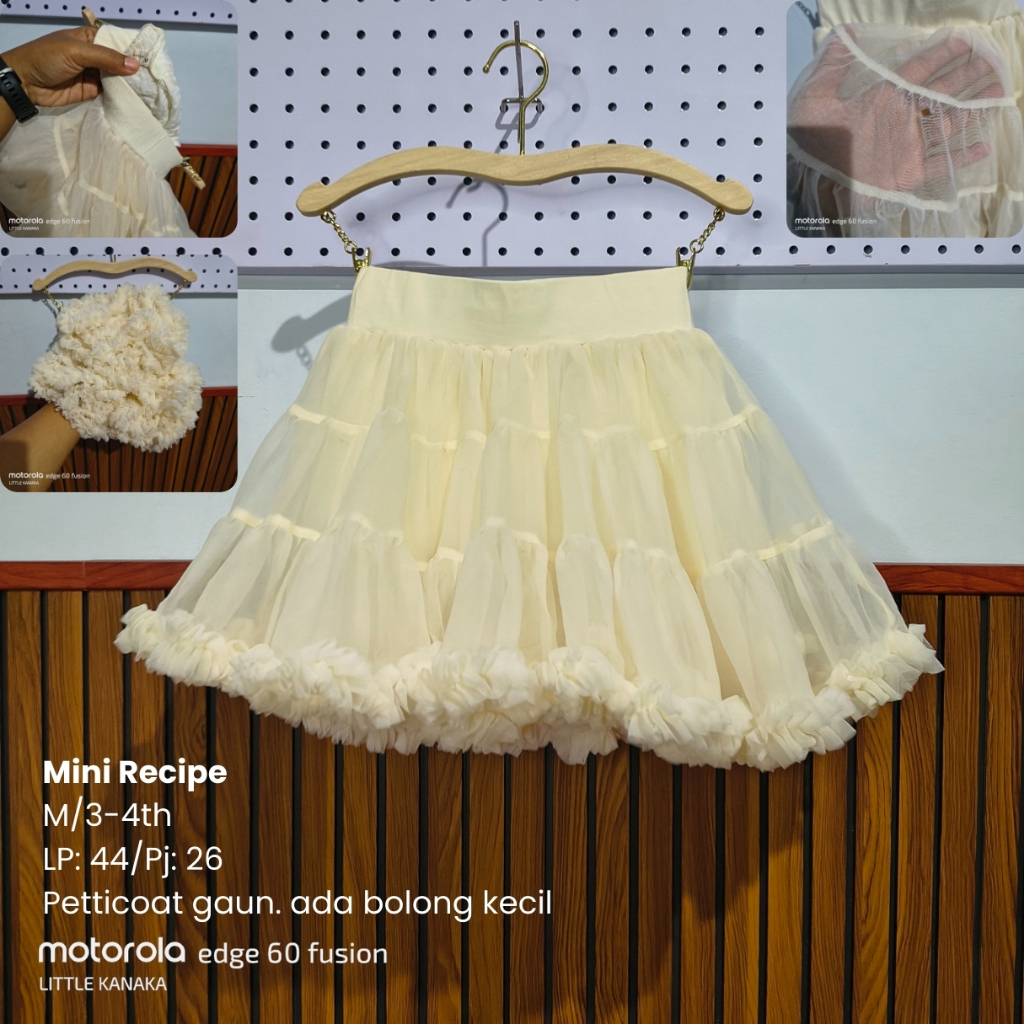 Rok Petticoat/Dalaman/Rok Layer 1-2 Lapis Gaun/Dress Anak Perempuan dan Wanita Dewasa Putih Aksesori