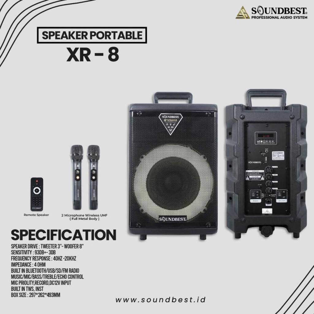 Speaker Bluetooth Portable Wireless Soundbest XR 8 Original 8 inch