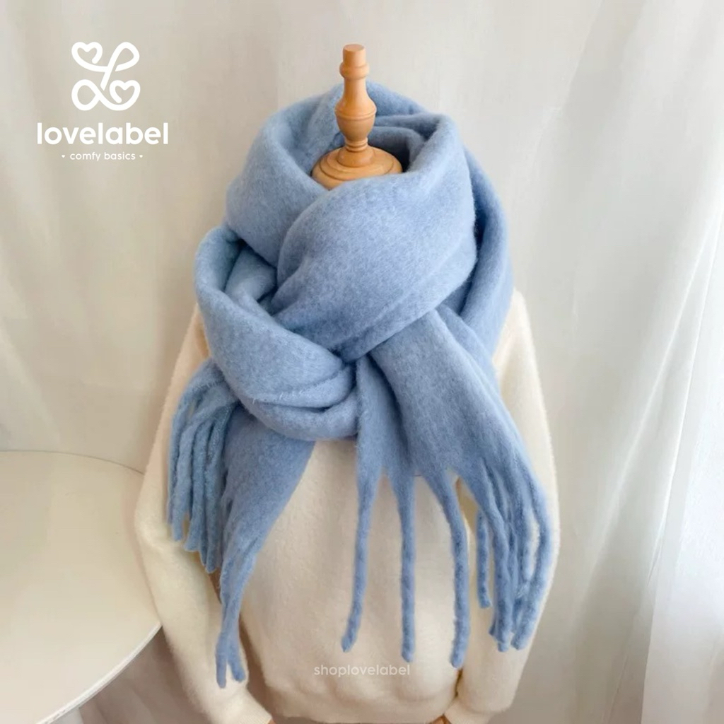 Shoplovelabel Lolly Shawl Scarf - Syal Selendang Wanita Panjang Fuzzy Acrylic Tebal Autumn Spring