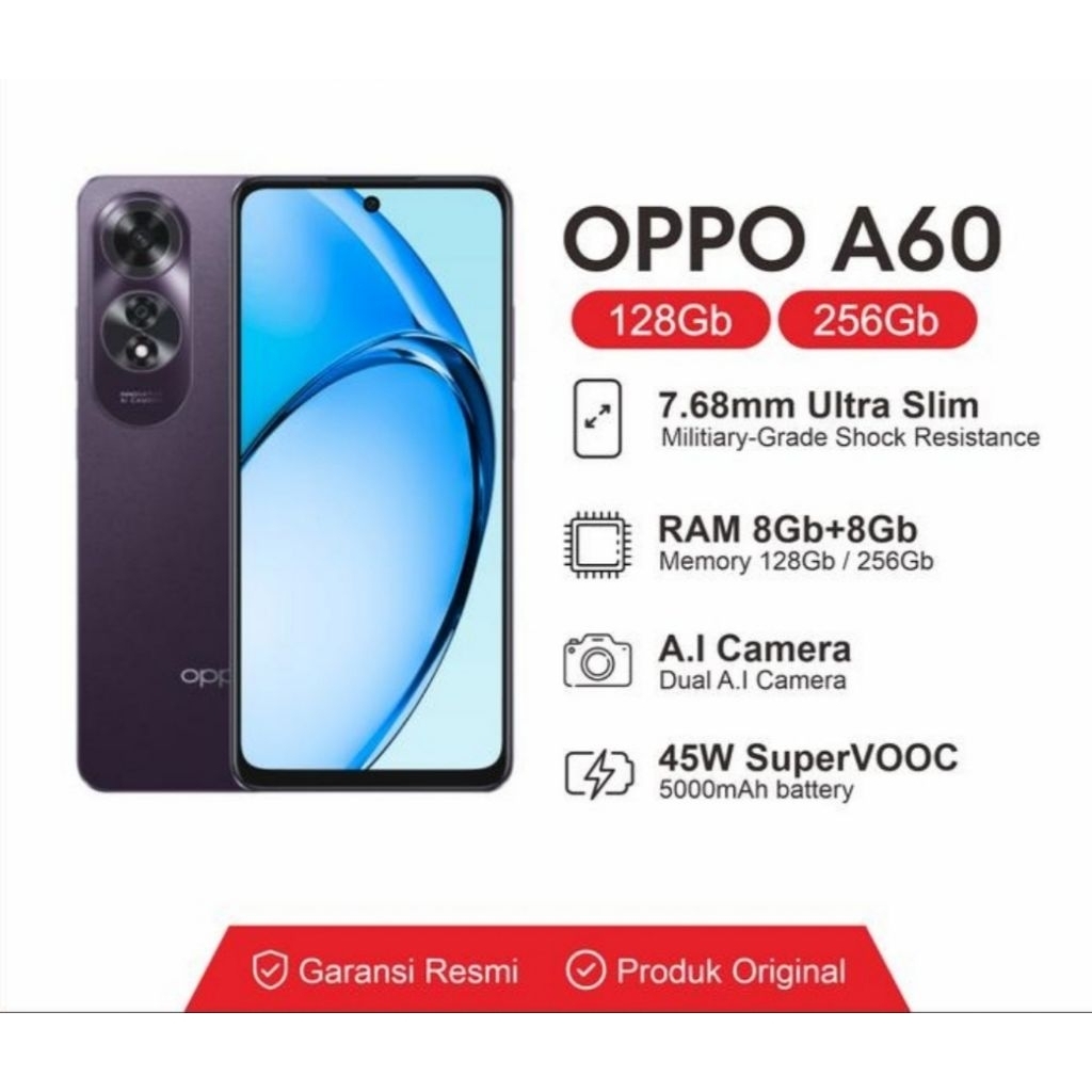 HP OPPO A60 8/128GB | 8/256GB OPPO A60 RAM 8GB ROM 128GB | 256GB RESMI OPPO