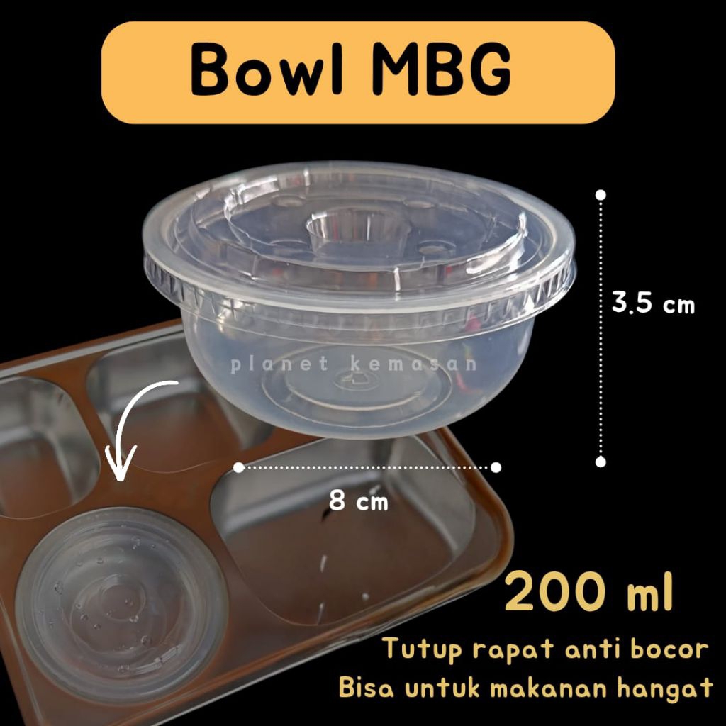 [Isi 25pc + Tutup] Bowl MBG / mangkok MBG / mangkok bening untuk MBG / cup plastik menu MBG