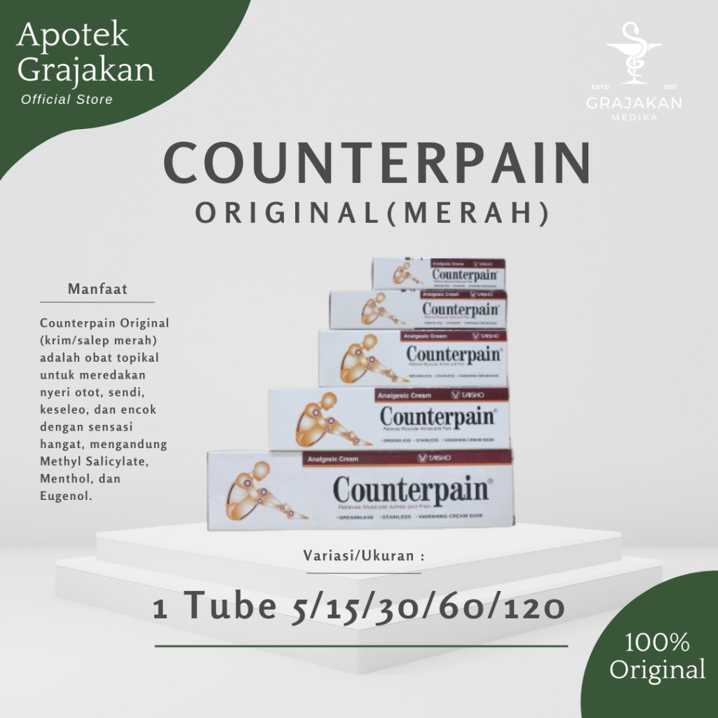 Counterpain Analgesic Cream Ukuran Kecil, Tanggung, Besar (P3K Salep & Krim)