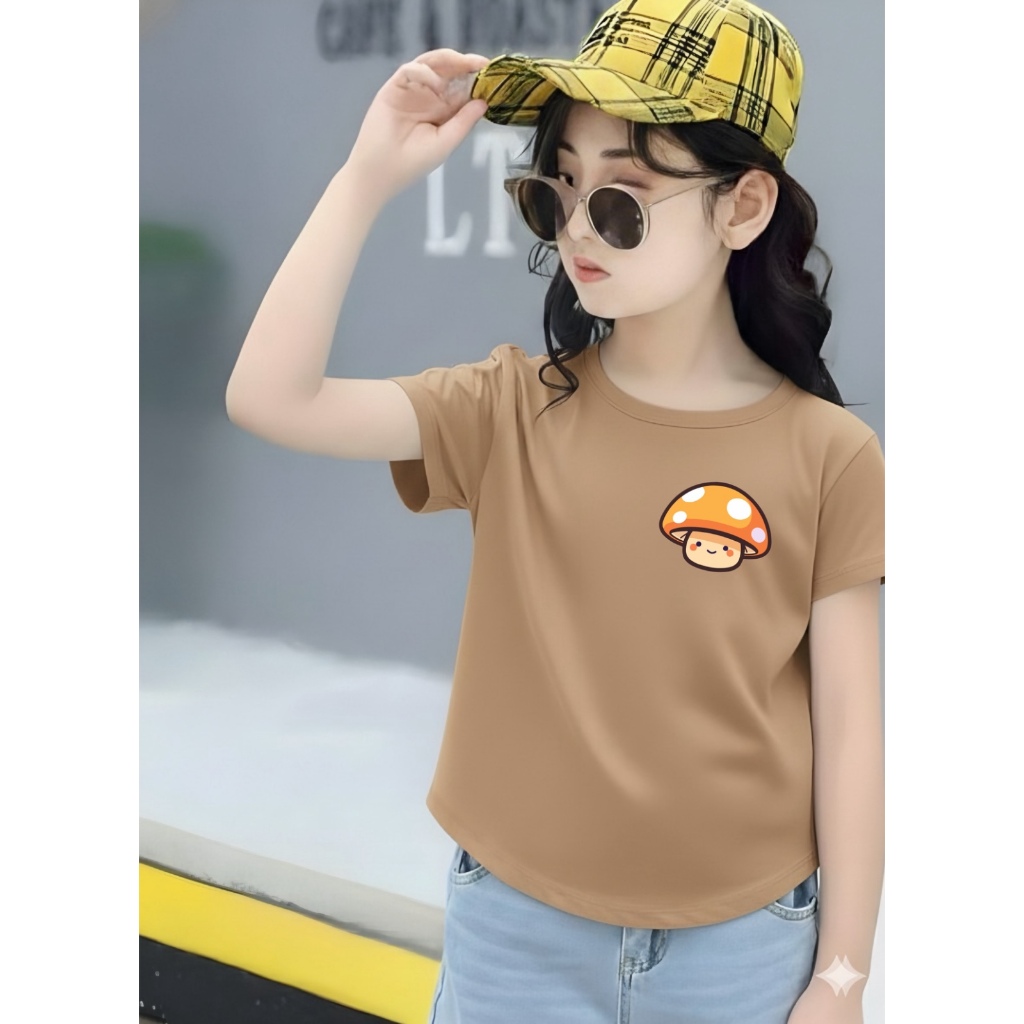 KAOS BOCAH kaos oval oversize anak perempuan spandek oval jamur
