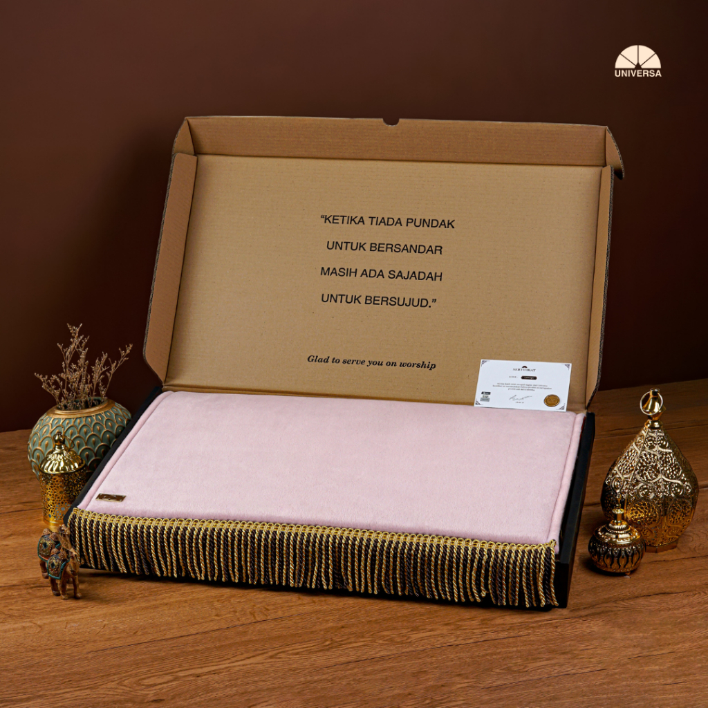 Universa Sajadah Jumbo PEACH / PINK XL - Sajadah Imam Polos Tebal Empuk Bulu Busa Rumbai Anti Slip