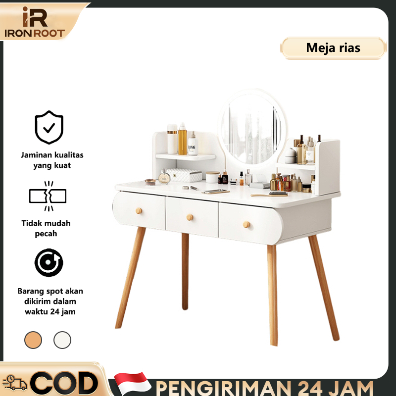 Meja Rias Meja Putih Minimalis Meja Kosmetik Minimalis Mini Modern Lampu LED Kompensasi Kerusakan Pe