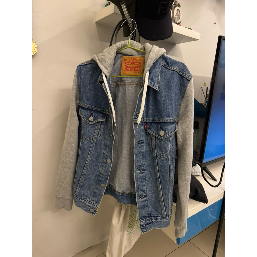 Levis Jacket Hybrid Hooded Trucker Jacket Medium Wash