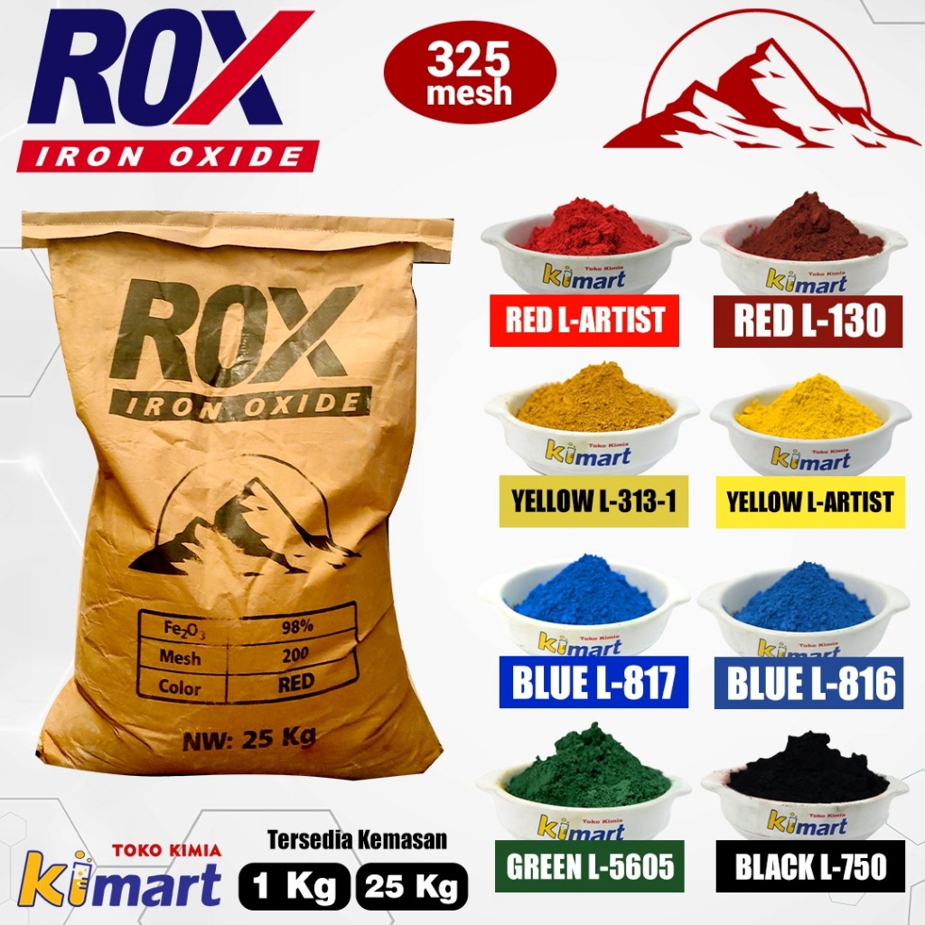 ROX Iron Oxide mesh 325 Pigmen Pewarna Iron Oxide Powder 1000gr pigment pewarna bata paving