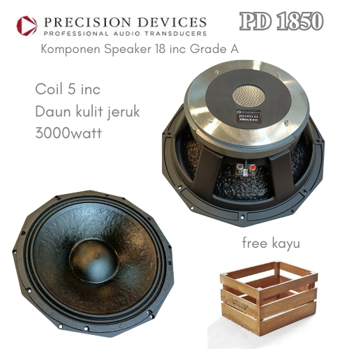 SPEAKER COMPONENT PRECISION DEVICES 18 INCH PD-1850 VOICE COIL 5'' GRADE A DAUN KULIT JERUK