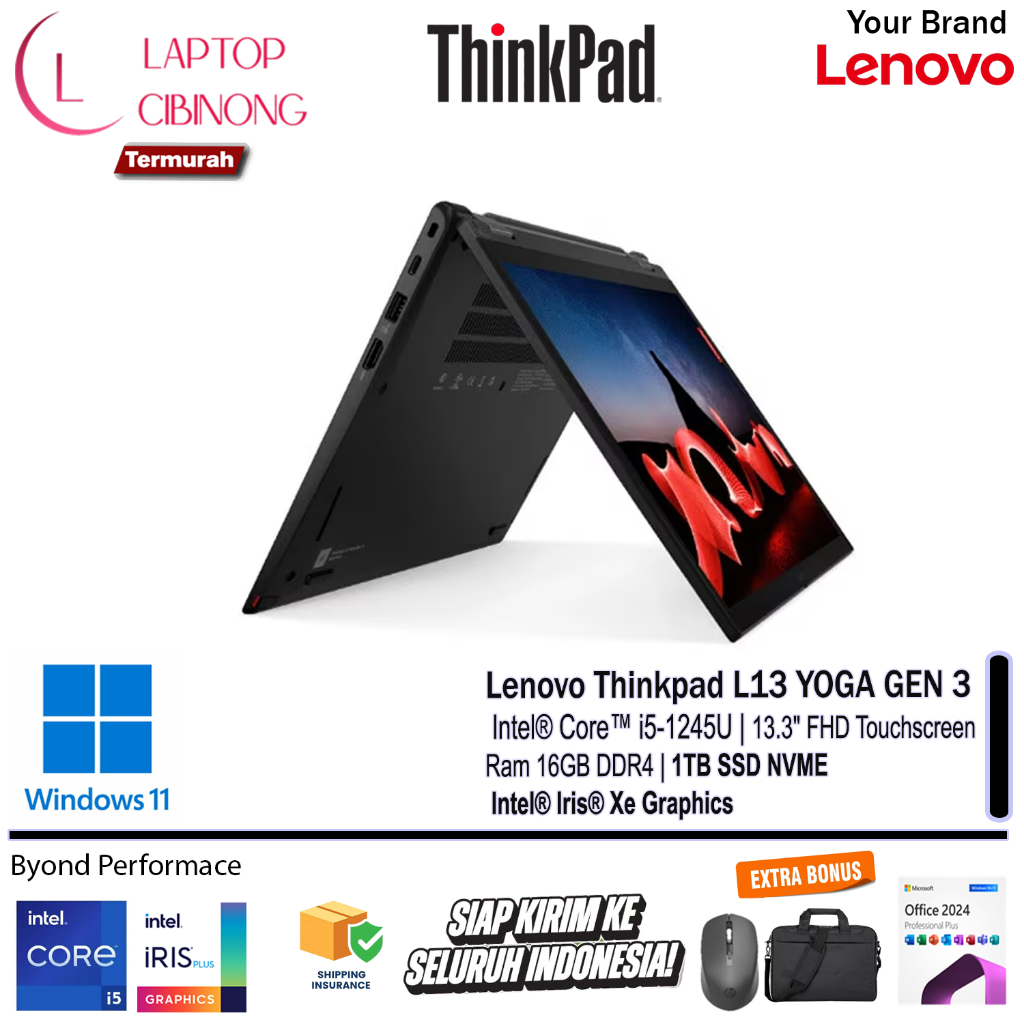 Lenovo Thinkpad L13 Yoga G3 intel VPro i5 1245U 1TB SSD Touchscreen WUXGA IPS Windows 11 Black