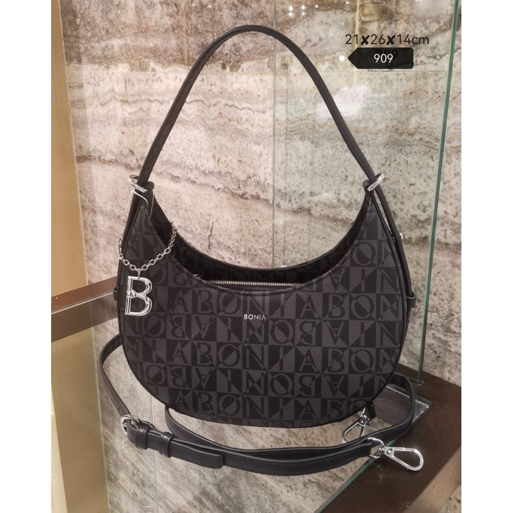 sling shoulder bag monogram hitam bonia original - sabit