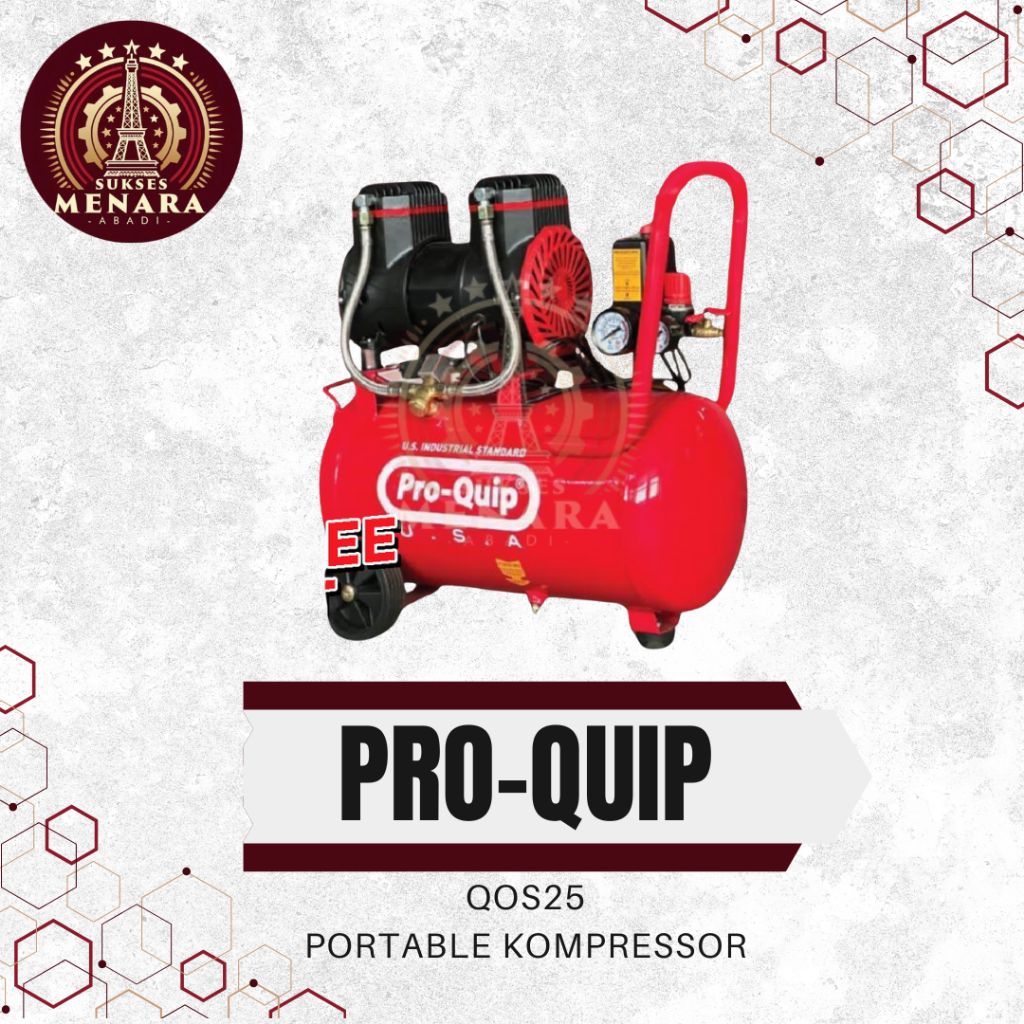 Pro-Quip QOS25 Kompresor Angin 25 L 1.0 HP Silent Oil Free Portable