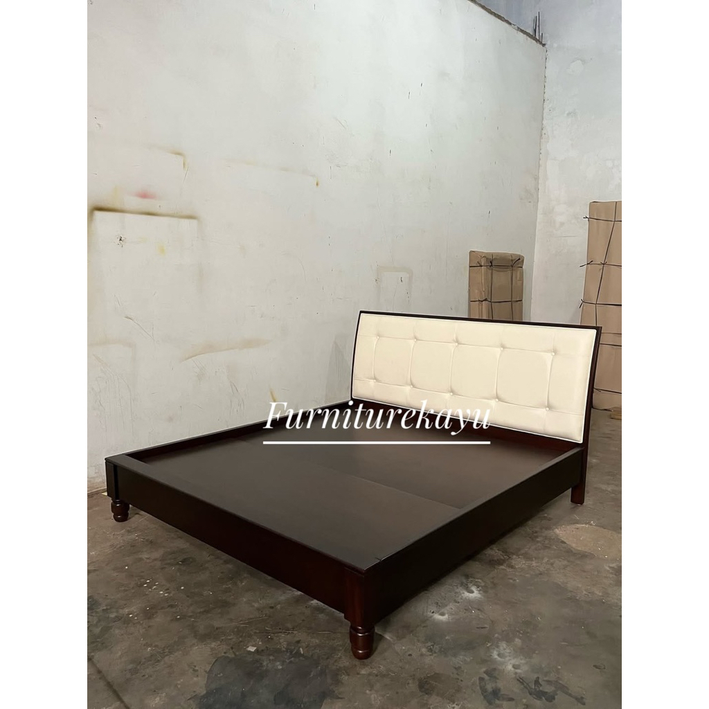 dipan tempat tidur kayu jati kombinasi sandaran busa, dipan minimalis kayu jati, tempat tidur kayu j