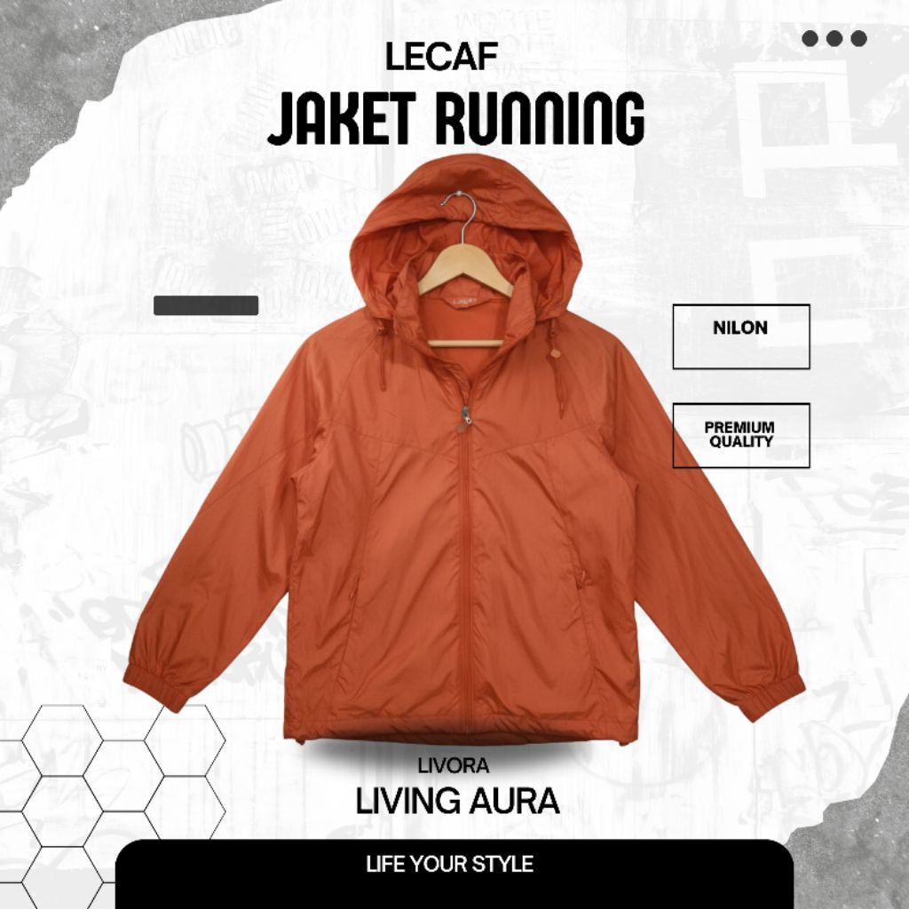Jacket Running Lecaf Original Warna Orange