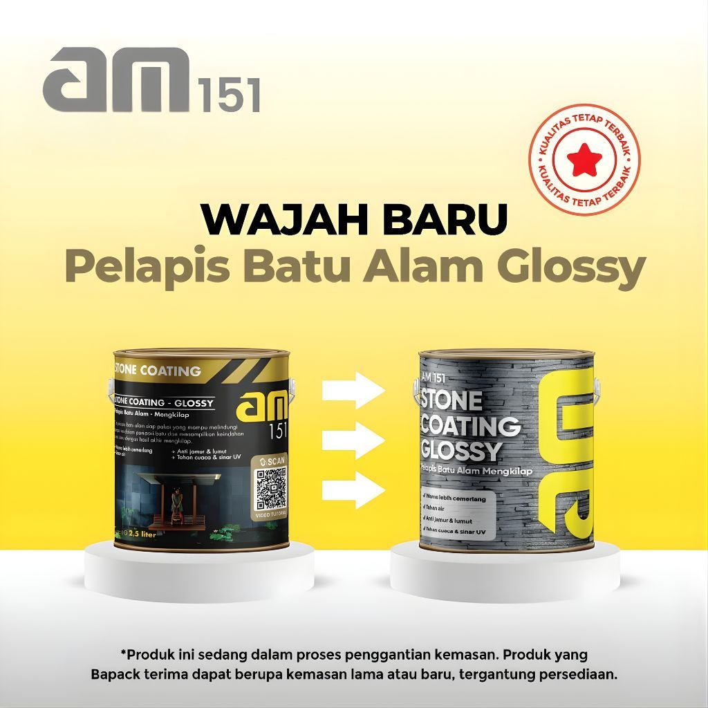 AM 151 PELAPIS BATU ALAM GLOSSY 1LT - CAT PELAPIS BATU ALAM MENGKILAP/GLOSSY ANTI JAMUR, TAHAN AIR, 