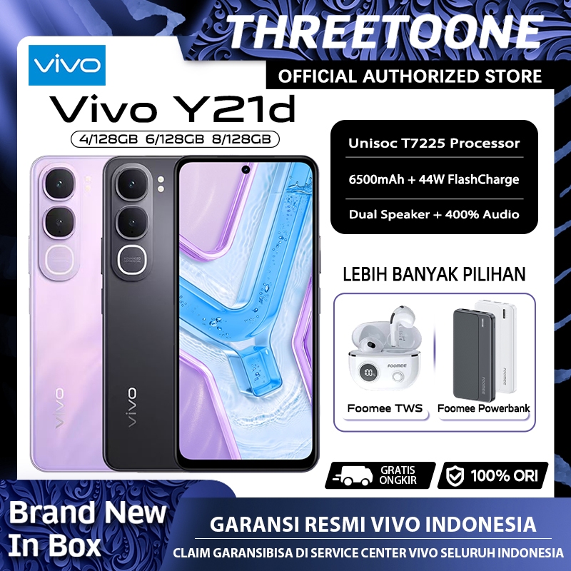 [Official Store] Vivo Y21d (4/128)(6/128)(8/128) 6500mAh Battery,44W Flashcharge,Vivo Indonesia