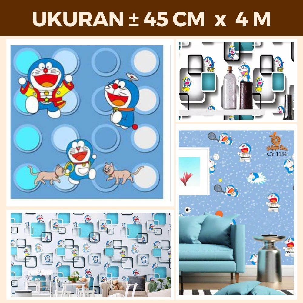 Wallpaper Stiker Dinding Kamar Tidur Anak Motif Doraemon Dekorasi Ruang Tamu Walpaper Doraemon