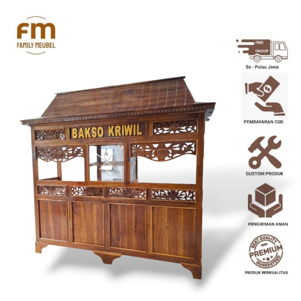 Gerobak Mie ayam bakso joglo ukir , Gerobak bakso model ukir , Gerobak Joglo ukir