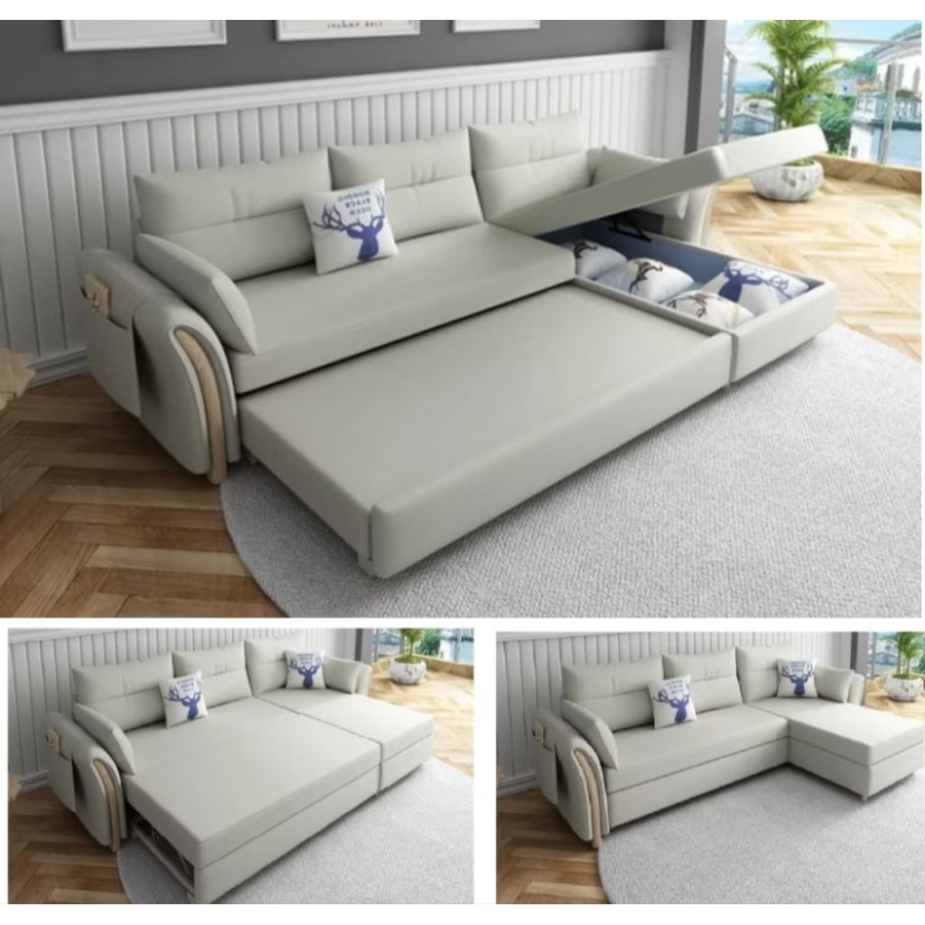 SofaBed Modern Minimalis Multifungsi Sofa L Sudut Hidrolik Surya Rell Reclining Sofa bed Luxury Sofa