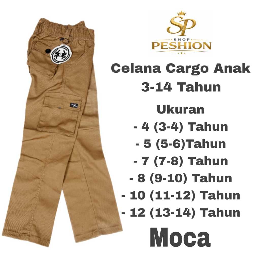 Celana Anak Anak Kargo Panjang Usia 4 -13 Tahun Bahan Tuwil Katun Kombet Strit Non Strit Tebal Premi