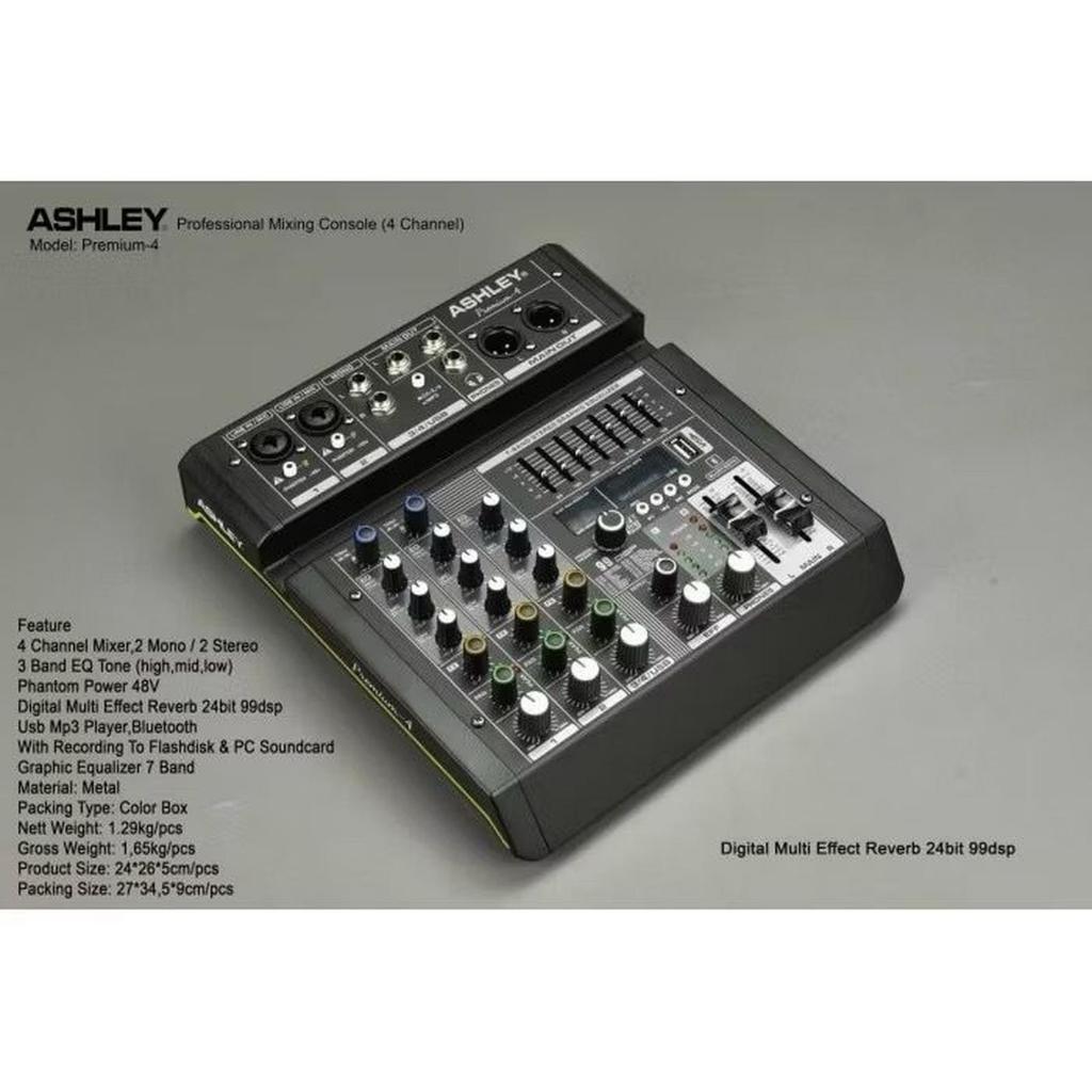 MIXER AUDIO ASHLEY PREMIUM4/PREMIUM 4 4CH USB-BLUETOOTH-RECORDING TO PC NEW