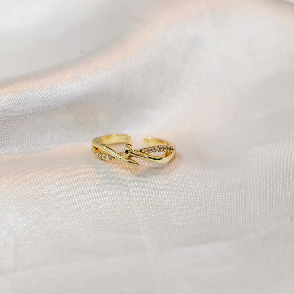 Cincin AMK 24k Paku Gold Lapis Emas Anti Luntur Perhiasan Aksesoris