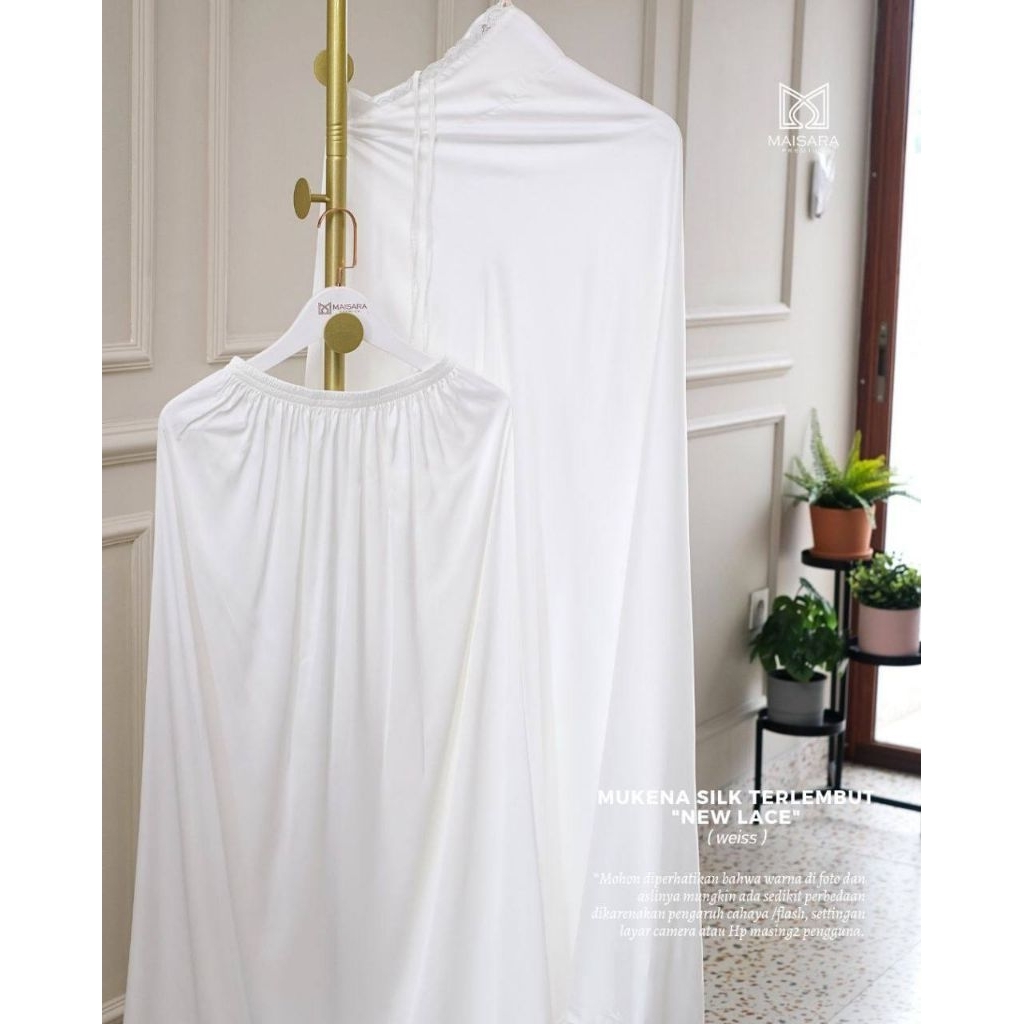 MUKENA SILK POLOS WEISS MAISARA PREMIUM | MUKENA SILK POLOS PUTIH | MUKENA SILK PUTIH DEWASA JUMBO |