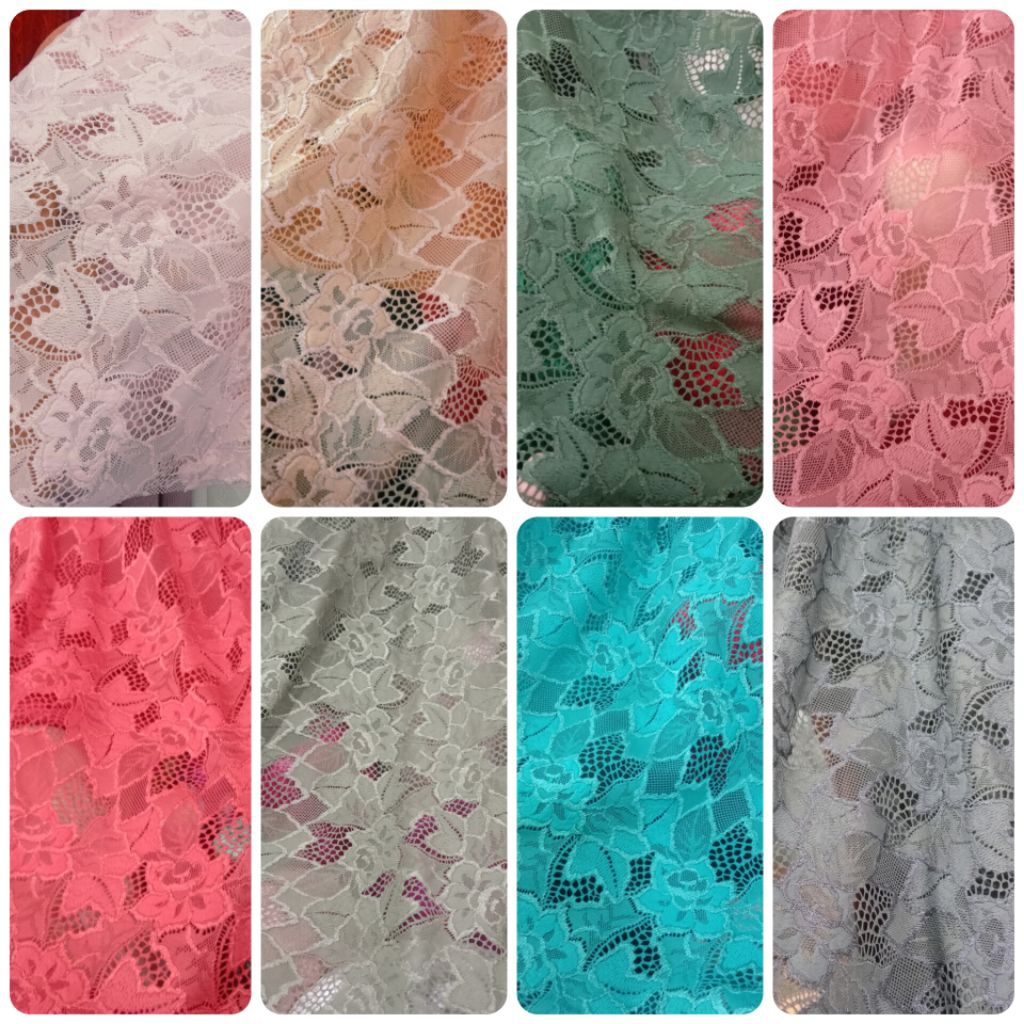 Kain Brokat Spandek / Harga / 0.5m / Kain Brokat Spandek Meteran / Bahan Brokat Spandek / Bahan Brok