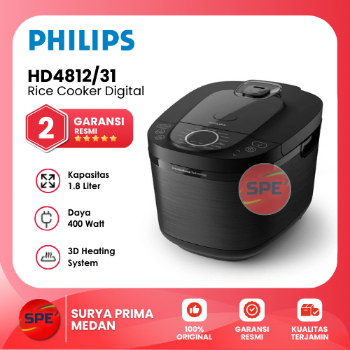RICE COOKER DIGITAL PHILIPS KAPASITAS 1.8 LITER HD4812/31 GARANSI RESMI (MEDAN)