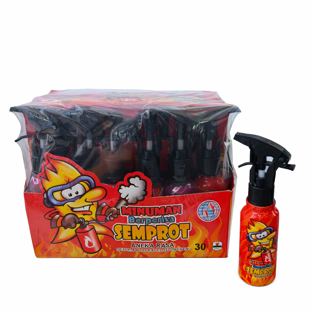 MINUMAN PEMADAM SEMPROT BOX  ISI 30 ANEKA RASA ANGGUR JERUK APEL LECI NANAS CEMILAN ANAK GROSIR MURA