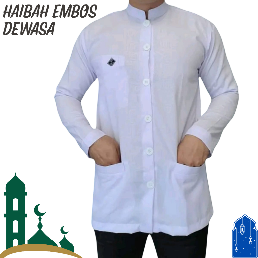 Kemeja Muslim Pria Koko Haibah Embos Motif Etnik