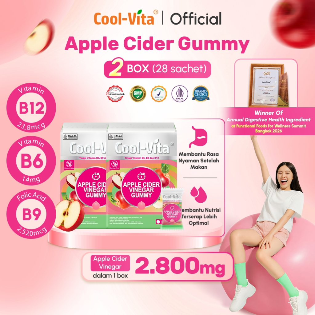 COOLVITA Terbaru 2 Box Apple Cider Vinegar Gummy | Jaga Imun & Nutrisi untuk Tubuh Ideal | Mengandun