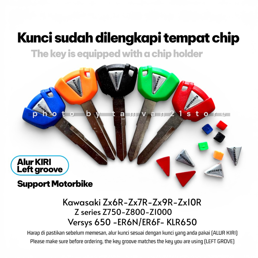 KUNCI BLANK OPTION TEMPAT CHIP KAWASAKI ZX25R ZX6R-7R-9R-10R VERSYS 650 Z800 Z1000 ER6N (KIRI)