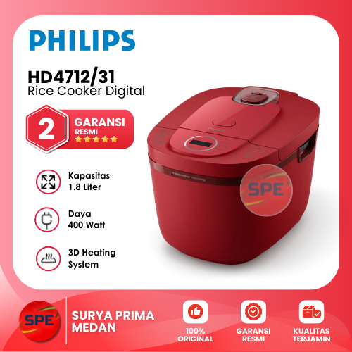 RICE COOKER DIGITAL PHILIPS KAPASITAS 1.8 LITER HD4712 GARANSI RESMI (MEDAN)