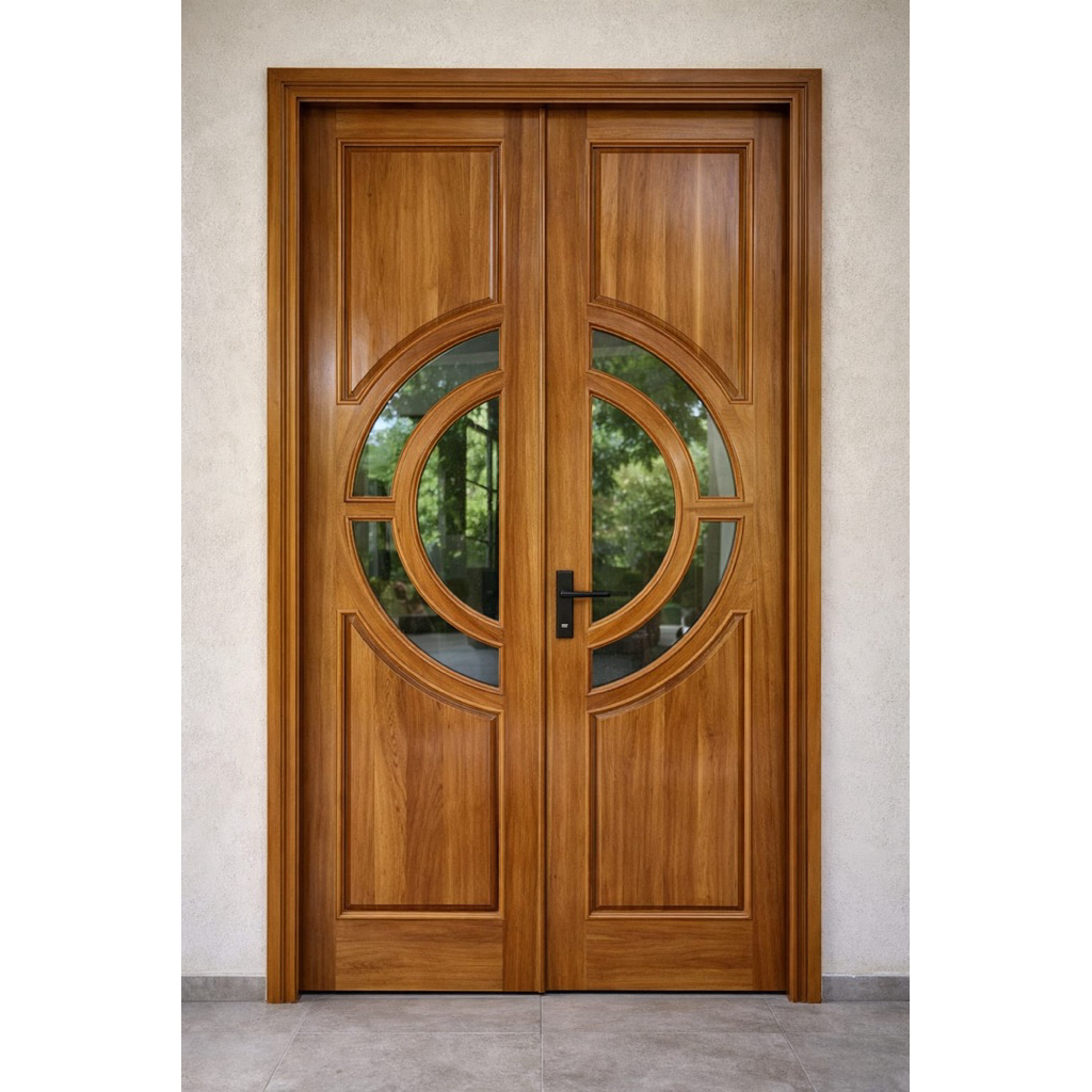 pintu jati 4cm kupu tarung kaca one way. bisa custom model dan ukuran