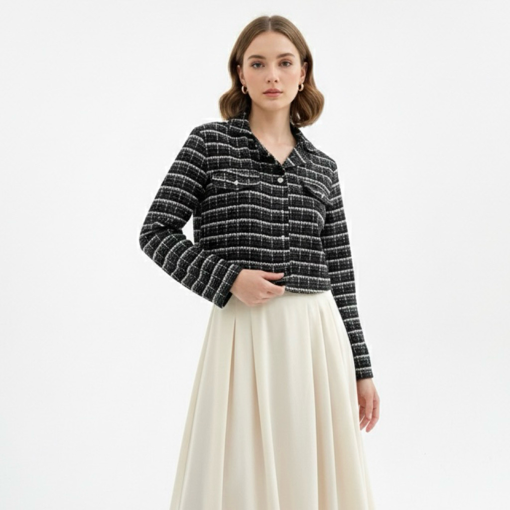 Cardigan Tweed Plaid Clarice