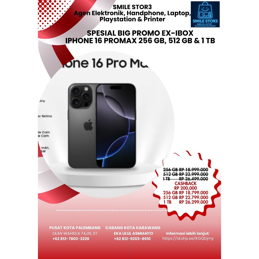 Second Original 100% Like New EX-IBOX Iphone 16 Pro Max 256 GB, 512 GB & 1 TB