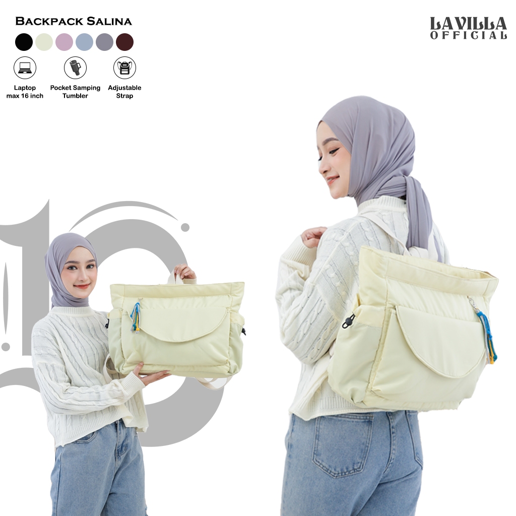 Tas Wanita Ransel Backpack Nylon Kekinian Banyak Kantong, Ringan & Muat Banyak