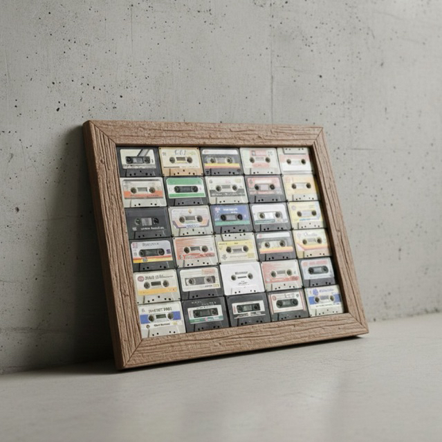 Wall Art Kaset Jadul Tanpa Kaca – Frame Kayu Jati Tua Bekas | Dekorasi Vintage Retro