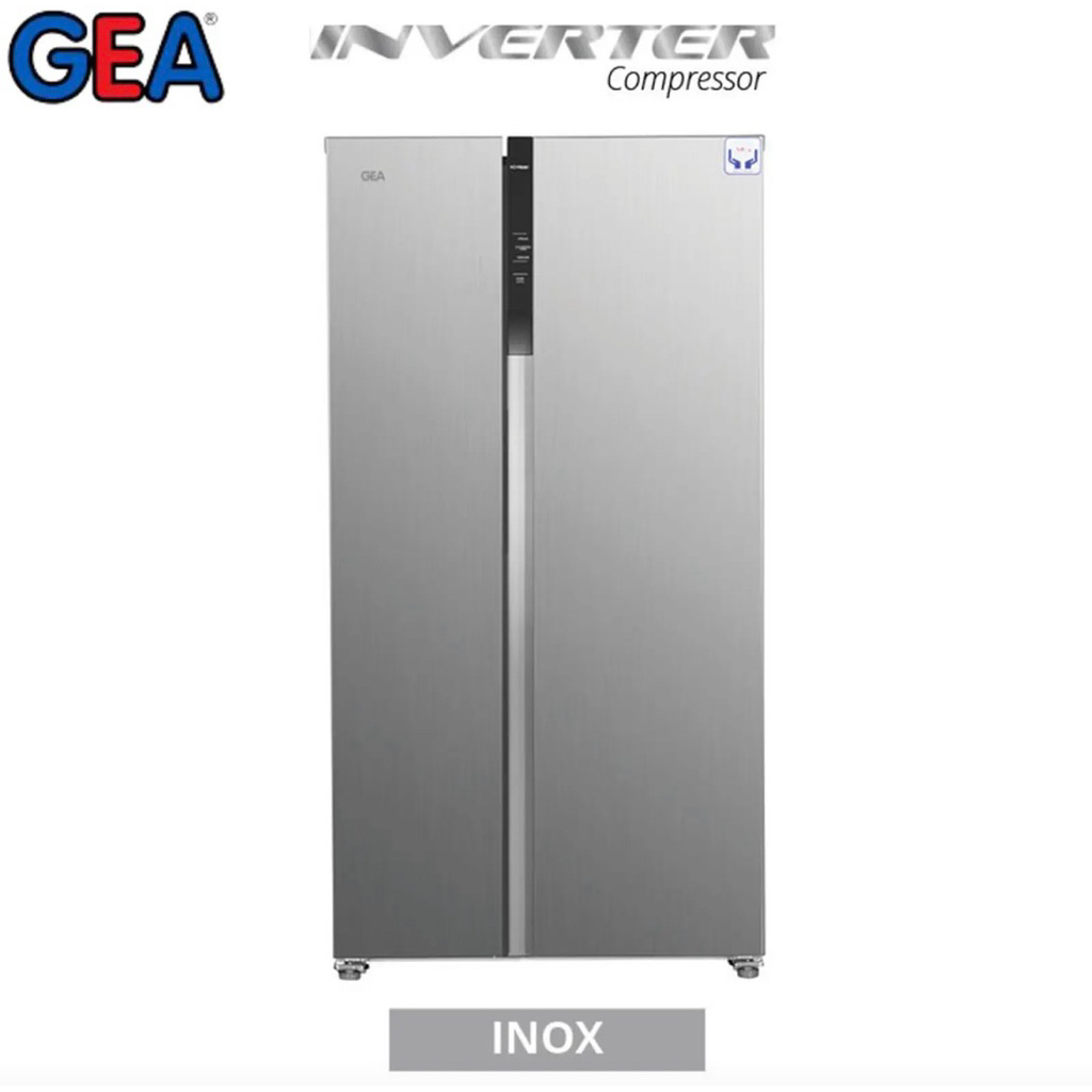 GEA Kulkas Side by Side G2D-472 Inox inverter Silver 472 Lt dengan Super Freezer & Power Cool Functi