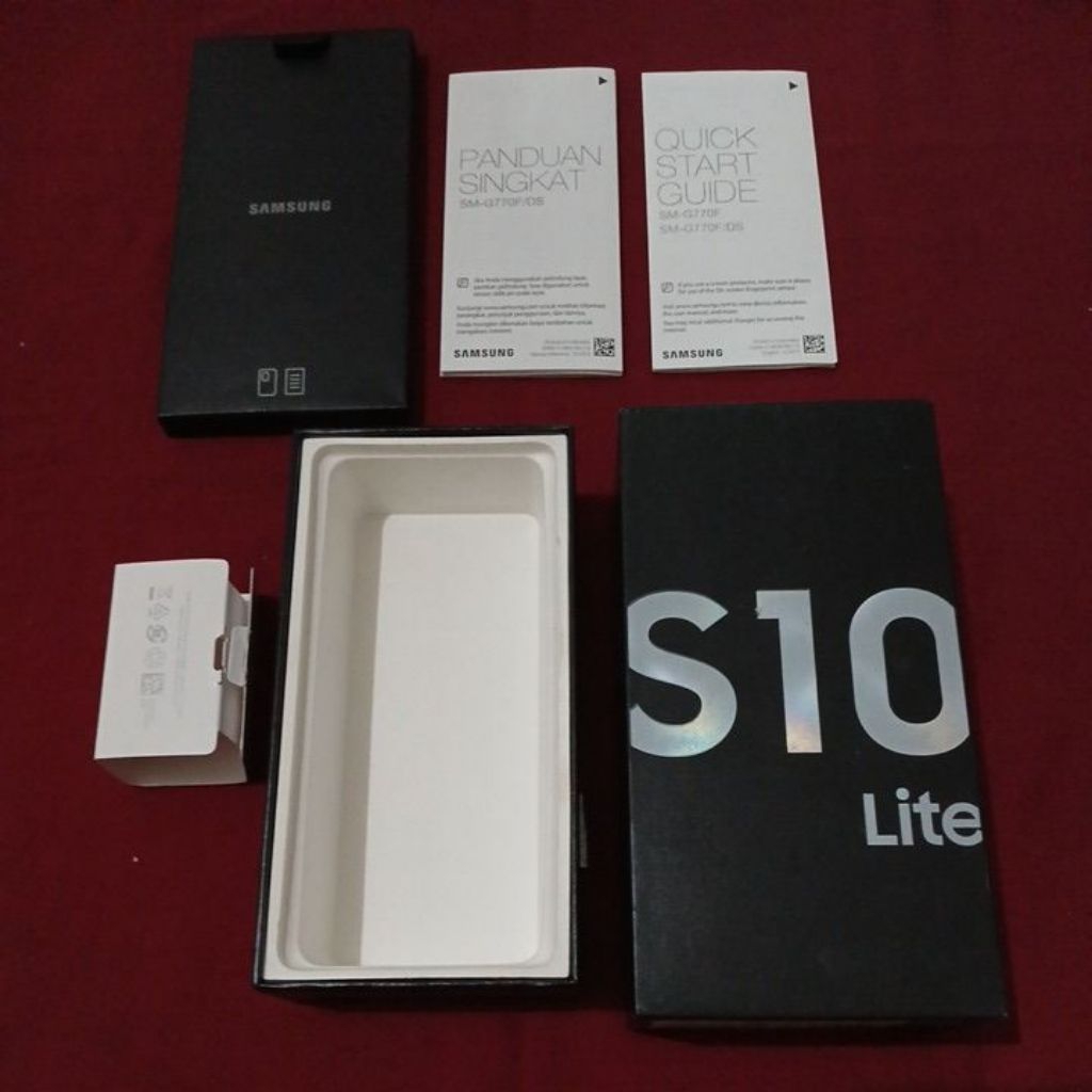 dus box samsung s10 lite prism white original 100% copotan lengkap manual book
