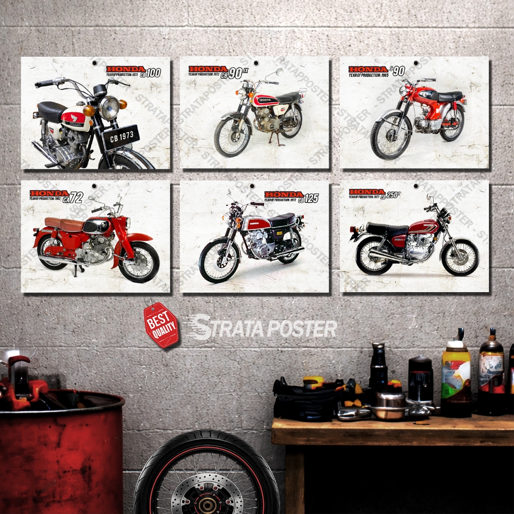 Poster motor honda cb Hiasan dinding otomotif Dekorasi bengkel