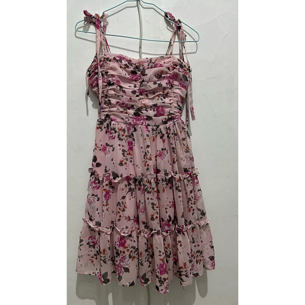 dress pink bunga-bunga